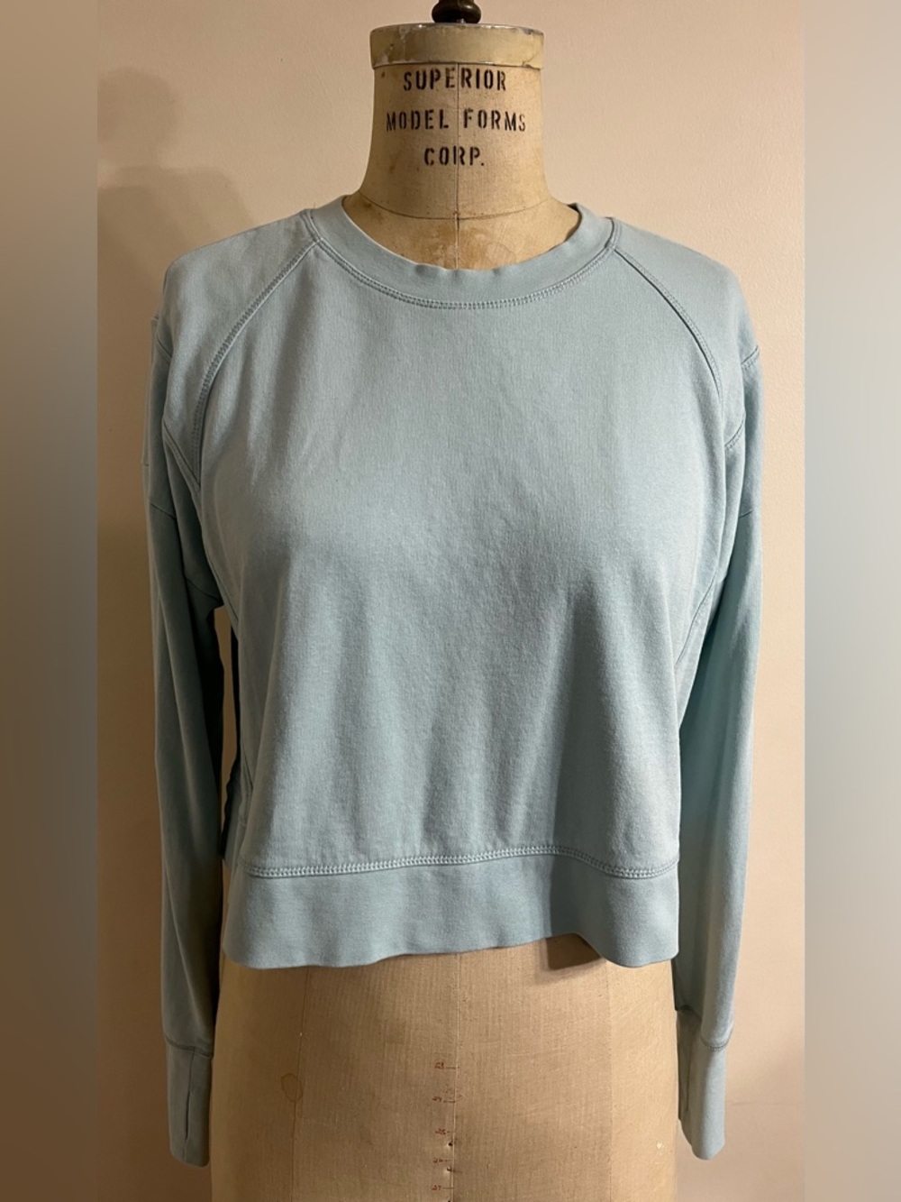 Sweaty Betty After Class Crop Sweatshirt, Light Aqua Size 8
